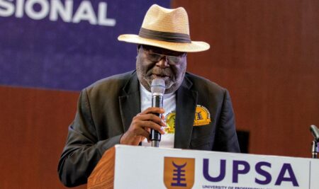 The president of upsa global alumni swearing in faculty of law and information communication technology graduates of 2025 into the alumni association