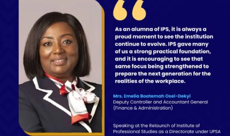 Emelia Boatemah Osei-Dekyi Highlights IPS Legacy at Relaunch Under University of Professional Studies, Accra
